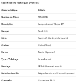 TRUCK LITE CLEAR "SUPER 40" BACK-UP LAMP