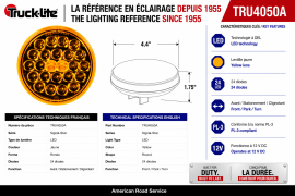 TRUCK LITE LED LAMP 4" ROUND STT AMBER