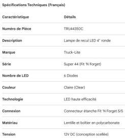 TRUCK LITE BACK UP LAMP 4" RD CLEAR LED 6 DIODE FIT N FORGET