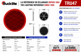 TRUCK LITE REFLECTOR ROUND 3-3/16" RED