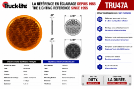 TRUCK LITE REFLECTOR ROUND 3-3/16" AMBER