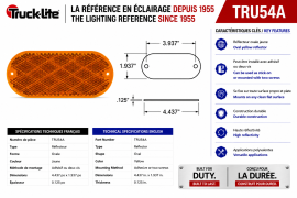 TRUCK LITE REFLECTOR OVAL STICK AMBER