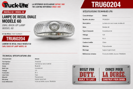 TRUCK LITE MDL 60 OVAL BACK-UP LIGHT