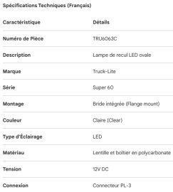 TRUCK LITE LED OVAL BACK-UP LAMP FLANGE MOUNT