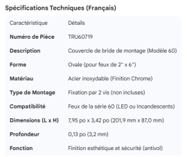 TRUCK LIGHT MODEL 60 SS FLANGE MOUNTING COVER