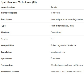 TRUCK LITE JUNCTION BOX O-RING