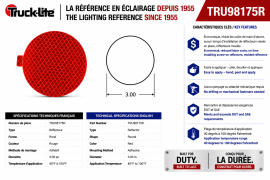 TRUCK LITE REFLECTOR 3" ROUND RED