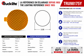 TRUCK LITE REFLECTOR 3" ROUND AMBER