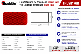 TRUCK LITE REFLECTOR 2 X 3 RED