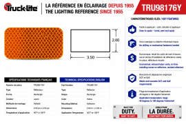 TRUCK LITE REFLECTOR 2 X 3 AMBER