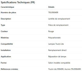LENTILLE DE REMPLACEMENT