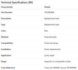 LENTILLE DE REMPLACEMENT