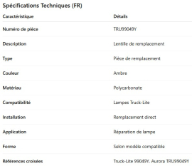 LENTILLE DE REMPLACEMENT