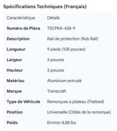 TRANSCRAFT RUB RAIL 9'