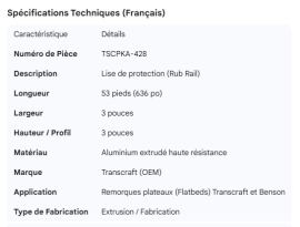 TRANSCRAFT RUB RAIL 53'