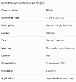 TRANSTEX AEROSKIRT ANGLE BRACKET