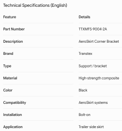 TRANSTEX AEROSKIRT ANGLE BRACKET