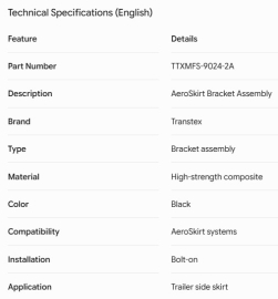 TRANSTEX AEROSKIRT BRACKET ASSY
