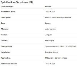 RESSORT DE BARRURE DE CONTENEUR