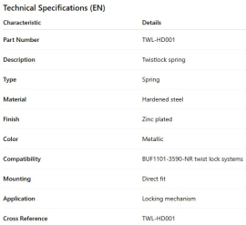 RESSORT DE BARRURE DE CONTENEUR