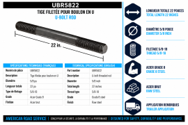 TREADED U-BOLT ROD 5/8 X 22