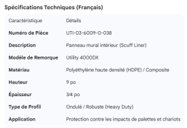 UTILITY 4000DX INTERIOR WALL PANEL 9" X 3/4