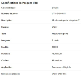 PROFIL DE PORTE UTILITY 3000R (9PIEDS)