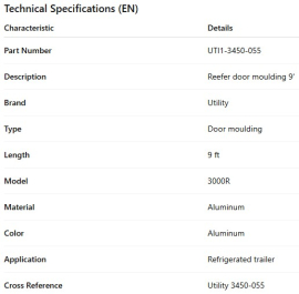 PROFIL DE PORTE UTILITY 3000R (9PIEDS)