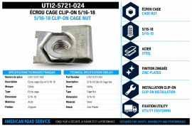 UTILITY CAGE NUT CLIP ON 5/16 X 18