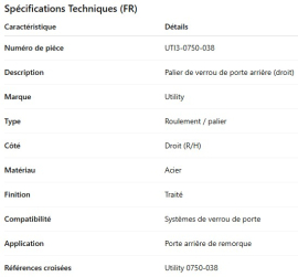 UTILITY BEARING -REAR DOOR LOCK R/H
