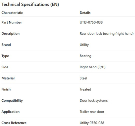 UTILITY BEARING -REAR DOOR LOCK R/H