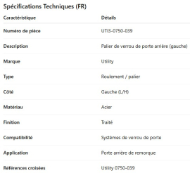 UTILITY BEARING -REAR DOOR LOCK L/H