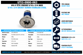 UTILITY SOCKET SCREW 5/16 X 3/4 SS