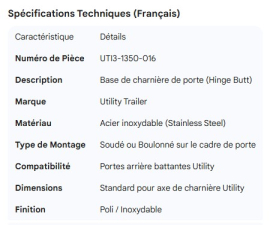 UTILITY DOOR HINGE BUTT