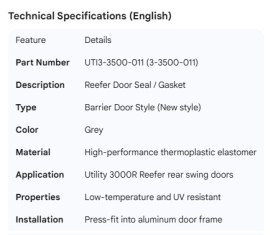 UTILITY REEFER DOOR GREY SEAL