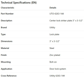 UTILITY PLATE STRIKER CTR LOCK 3 X 3-1/2"