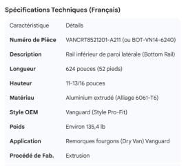 VANGUARD BOTTOM RAIL (BOT-VN14-6240)