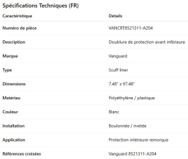 BANDE PROTECTRICE AVANT