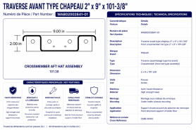 WABASH - TRAVERSE DE PLANCHER TYPE CHAPEAU