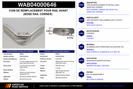 WABASH NOSE RAIL REPLACEMENT CORNER 04A01826 W/LIGHT CUTOUT