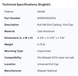 WABASH RUB RAIL END CAP