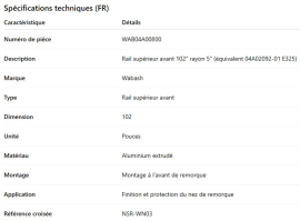 LONGERON SUP&Eacute;RIEUR AVANT WABASH