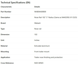 LONGERON SUP&Eacute;RIEUR AVANT WABASH