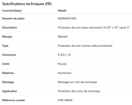 WABASH CORNER RADIUS PROTECTOR ALUM 9-5/8'' X 18" 5''R