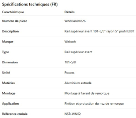 LONGERON SUP&Eacute;RIEUR AVANT WABASH