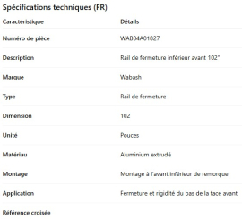 LONGERON DU BAS AVANT WABASH