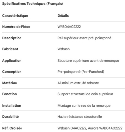 LONGERON SUP&Eacute;RIEUR AVANT WABASH