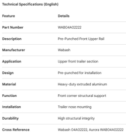 LONGERON SUP&Eacute;RIEUR AVANT WABASH