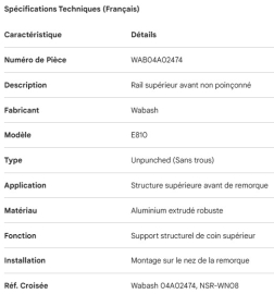 LONGERON SUP&Eacute;RIEUR AVANT WABASH