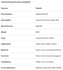 LONGERON SUP&Eacute;RIEUR AVANT WABASH